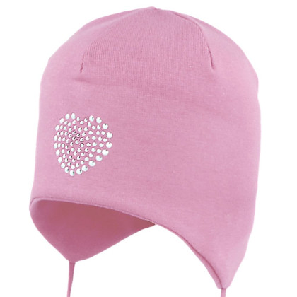 Dívčí kojenecká zavazovací čepice Srdíčko Sv. růžová RDX
