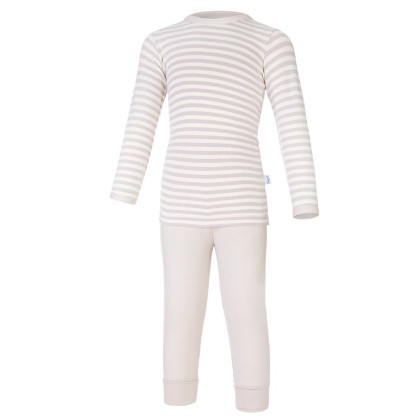 Pyžamo DR smyk Outlast® Pruh bílá káva/latte