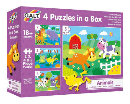 4 Puzzle v krabici - Zvířatka 18 m+