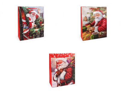 Vánoční dárková taška s glitry 18 x 23 x 8 cm Santa 2