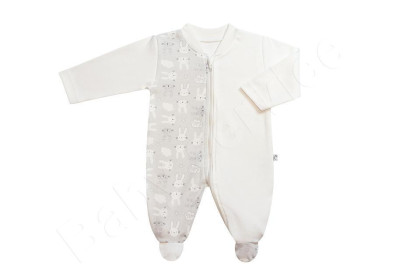 Bavlněný overal se zipem Zajíci Béžová Baby Service