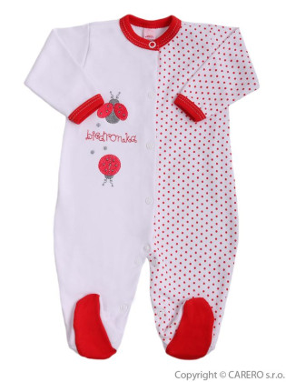 Kojenecký overal Bobas Fashion Beti červený s beruškou vel. 62