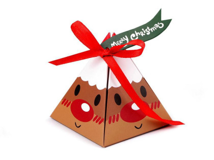 Vánoční dárková krabička pyramida - 10 ks