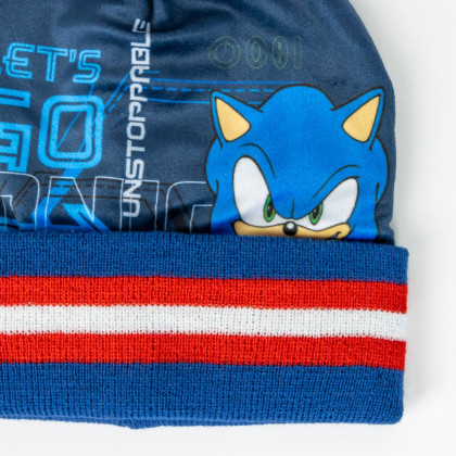 Sada čepice rukavice a nákrčník Sonic