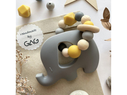 Kousátko do ručky silikonové Hryzátko slon