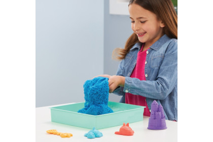 Krabice tekutého písku s podložkou modrá Kinetic Sand
