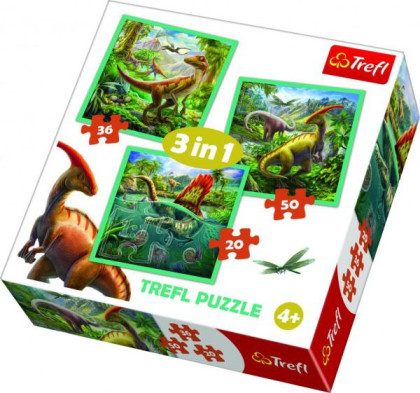 Puzzle 3v1 Svět Dinosaurů