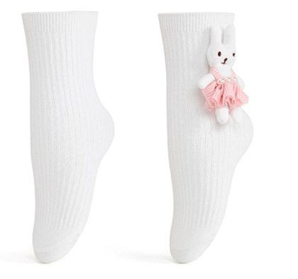 Bílé ponožky s aplikací zajíčka v šatech Vel. 23-29