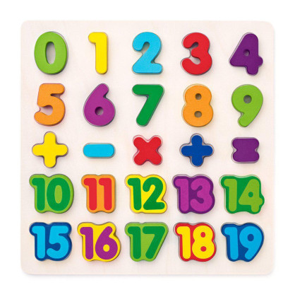 Puzzle - číslice na desce Woody