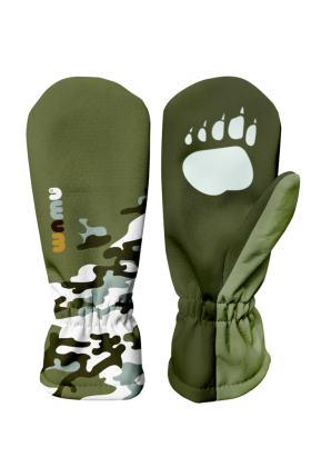 Dětské softshellové rukavice Maskáč khaki Wamu
