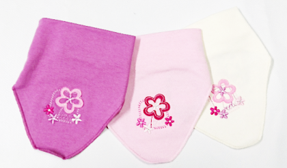 Bavlněný nákrčník - šátek na suchý zip s aplikací kytičky RDX