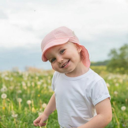 Dětská kšiltovka s krytím krku mušelín Pink - růžová Esito