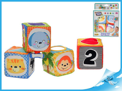 Kostky látkové se zvířátky 4ks