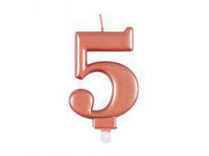 Svíčka dortová rosegold metalická