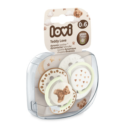 Dudlík svítící silikonový dynamický 2 ks Teddy Love 0 - 6 m Lovi