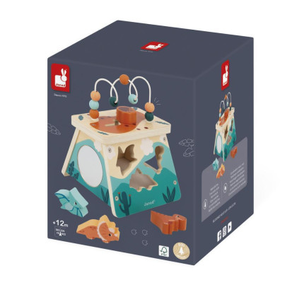 Dřevěná multifunkční motorická hračka Sopka Dino Janod