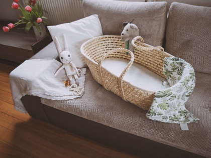 Mojžíšův košík pro miminko Corn Natural + matrace Basic Ahojbaby