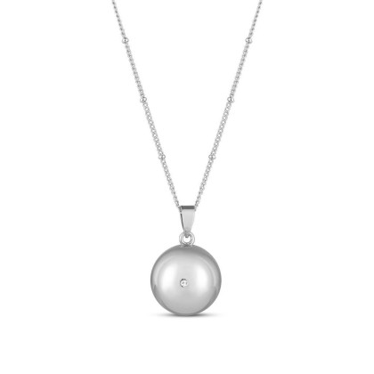 Těhotenský šperk bola Grace hladká stříbrná s bílým kamínkem + řetízek Moniel