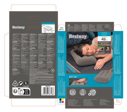 Semišový nafukovací polštář 42 x 26 cm Bestway