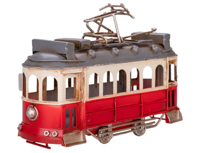 Tramvaj červená 16,5 cm kov volný chod