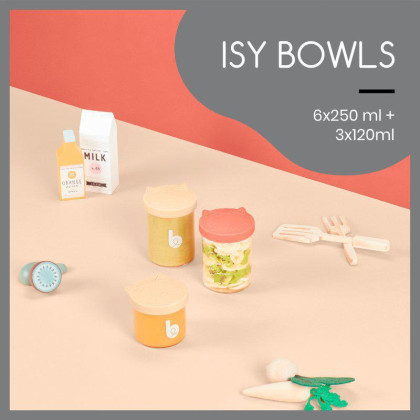 Skleněné misky s víčky ISY Bowls 6 x 250 ml + 3 x 120 ml Babymoov