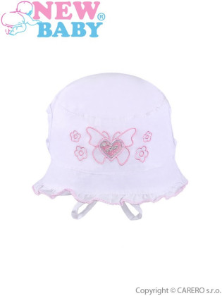 Letní dětský klobouček New Baby Sweet Butterfly vel. 80 BÍLÝ
