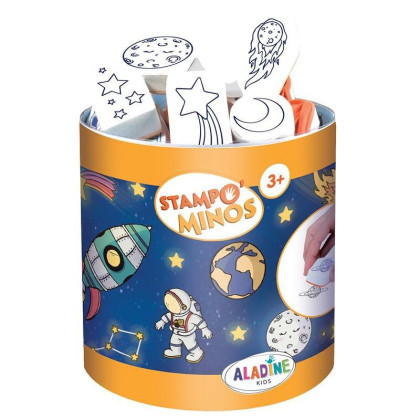 Dětská razítka s příběhem Aladine Stampo MINOS, 12 ks - Vesmír