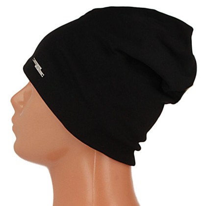 Dívčí spadlá čepice s otvorem na culík černá RDX