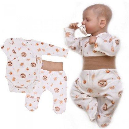 Bavlněná 2D sada oblečení pro miminko Ježek ecru Baby Nellys