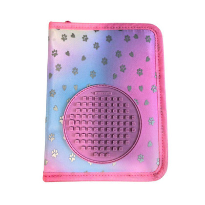 Jednopatrový penál, růžová, Srdce a tlapky 50 pixelů Pixie Crew