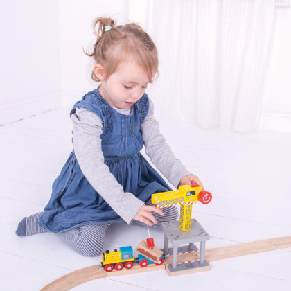 Velký jeřáb žlutý Bigjigs Rail