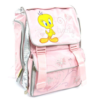 Školní batoh Tweety - ptáček a motýlci - růžový