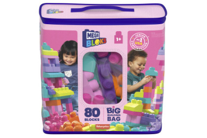 Mega Bloks velký pytel kostek - růžový (80 ks)