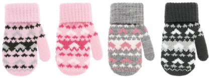 Zimní žakárové rukavice palcové 9 - 11 let