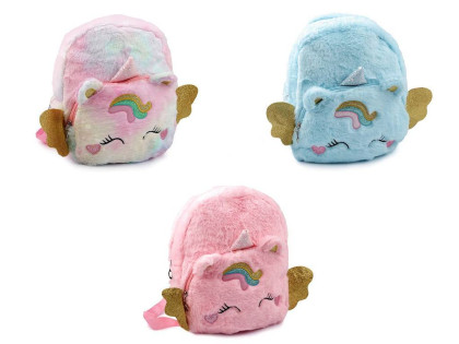 Dětský batoh jednorožec plyšový 28x32 cm