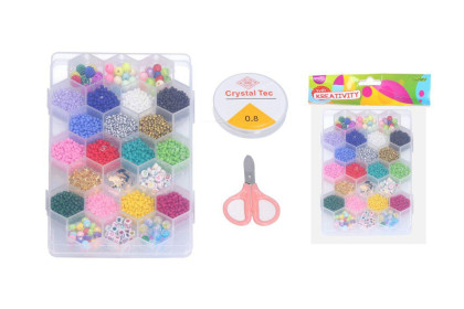 Korálky set + provázek + nůžky + zapínání