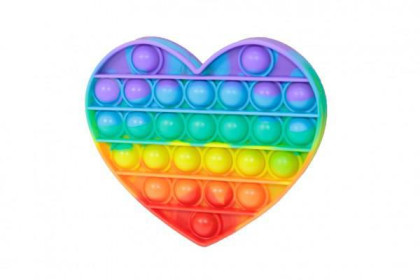 Bubble pops - Praskající bubliny silikon antistresová spol. hra srdce duha 13x11cm