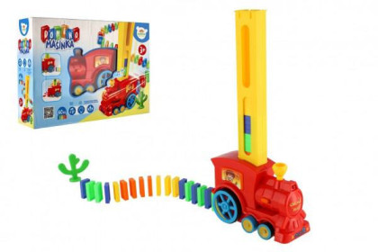Lokomotiva/Vlak domino stavěcí plast 16 cm na baterie se zvukem se světlem