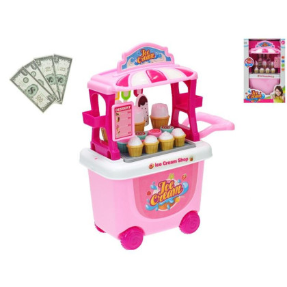 Stánek zmrzlinový pojízdný 23x38x16cm s doplňky