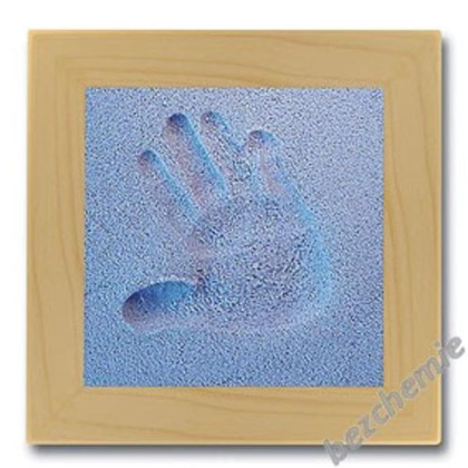 Otisk ručičky nebo nožičky v písku - modrý s rámečkem