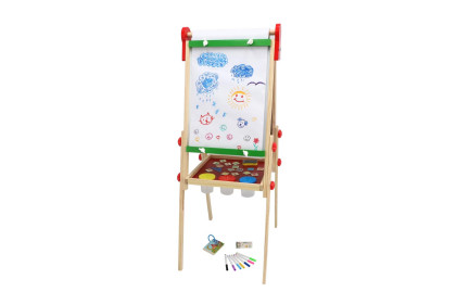 Tabule oboustranná magnetická dřevo černá/bílá 35x43cm s rolí papíru s doplňky