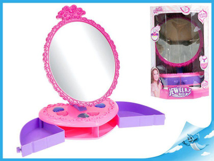 Zrcadlo stolní 24cm s přihrádkami na šperky v krabičce