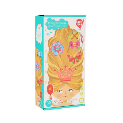 Dřevěný šněrovací provlékací set - Princezna Lucy & Leo