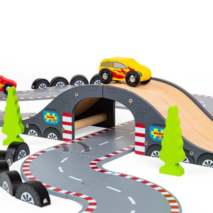 Dřevěná autodráha závodní den Bigjigs Rail