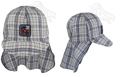 Letní kšiltovka pirát károvaná auto/fotbal modrá