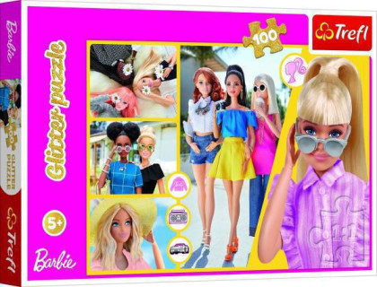 Puzzle Glitter Třpytivá Barbie 48x34 cm 100 dílků
