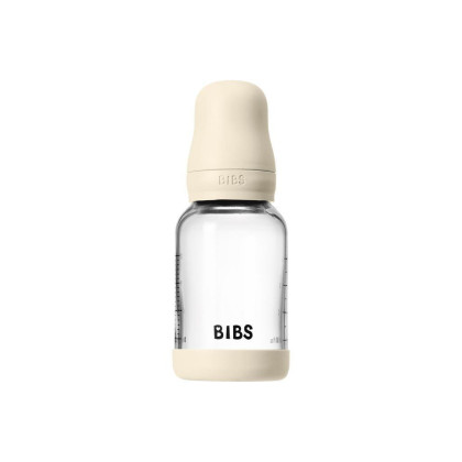 Antikoliková skleněná láhev s kaučukovým dudlíkem 120 ml Bibs