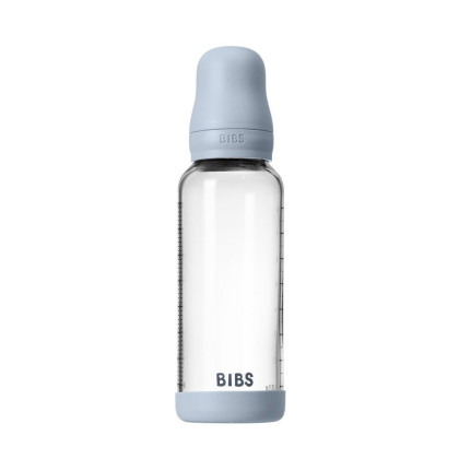 Antikoliková skleněná láhev s kaučukovým dudlíkem 240 ml Bibs