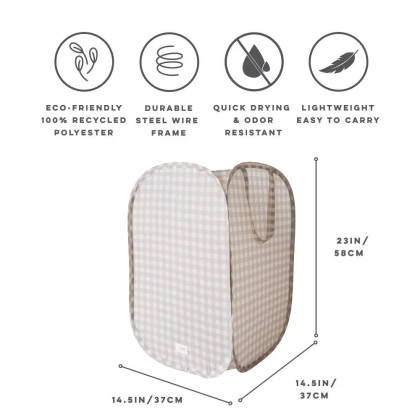 Skládací úložný koš Recycled Gingham Beige 3 SPROUTS S