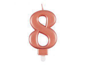 Svíčka dortová rosegold metalická